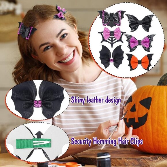 Halloween Bat Hair Clips Set 20 Pcs Black Alligator Clips Hair Accessories main image 5